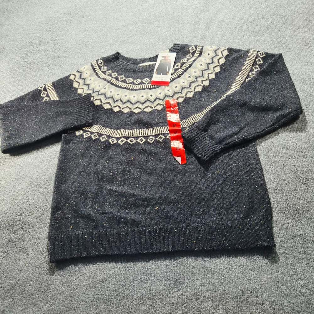 Weatherproof Vintage Fair Isle Sweater Size M Black Nordic Knit